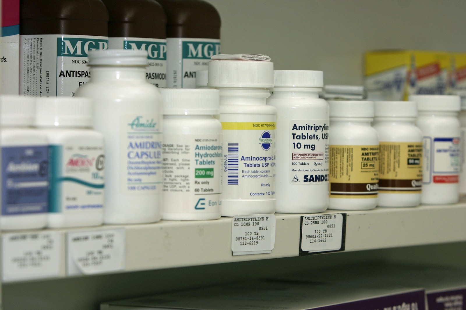 Pharmacy medicine shelves